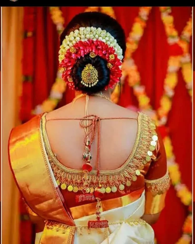 Bridal hairstyle by Makeup Niranjana — jadai-billai and traditional Chennai hair styling